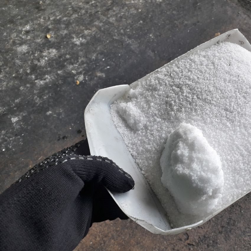 Bag of white fertilizer